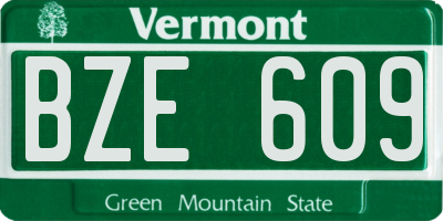 VT license plate BZE609