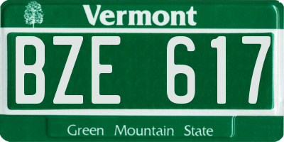 VT license plate BZE617