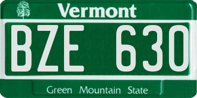 VT license plate BZE630