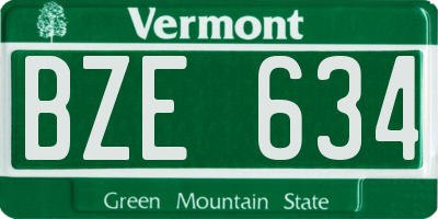 VT license plate BZE634