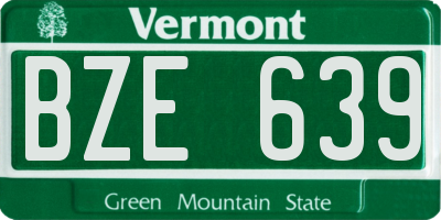 VT license plate BZE639