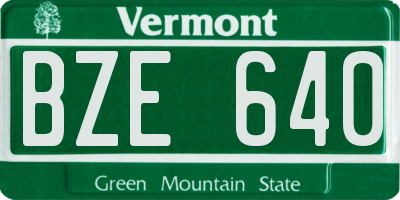 VT license plate BZE640