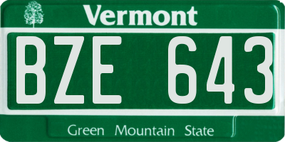 VT license plate BZE643