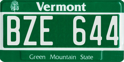 VT license plate BZE644