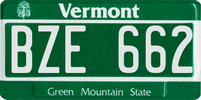 VT license plate BZE662