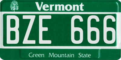 VT license plate BZE666