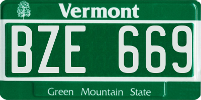 VT license plate BZE669
