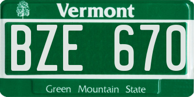 VT license plate BZE670