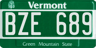 VT license plate BZE689