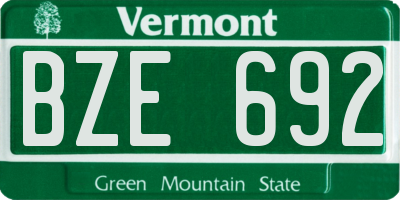 VT license plate BZE692