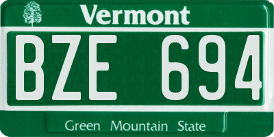 VT license plate BZE694
