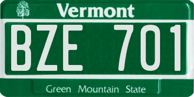 VT license plate BZE701