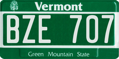 VT license plate BZE707