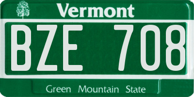 VT license plate BZE708