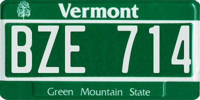 VT license plate BZE714