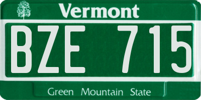 VT license plate BZE715
