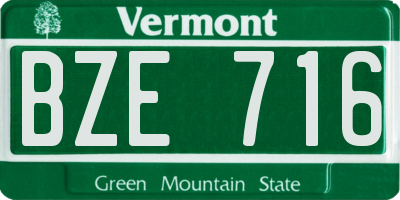 VT license plate BZE716