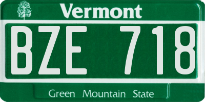 VT license plate BZE718