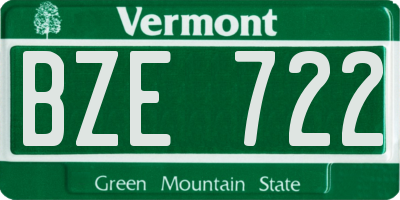 VT license plate BZE722