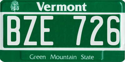 VT license plate BZE726