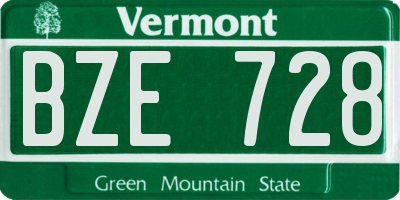 VT license plate BZE728