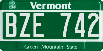 VT license plate BZE742