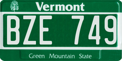 VT license plate BZE749