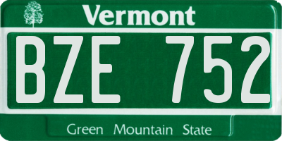 VT license plate BZE752