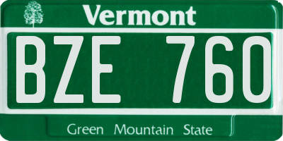 VT license plate BZE760
