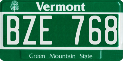 VT license plate BZE768