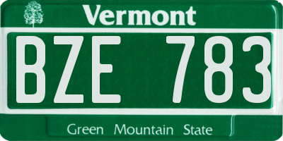 VT license plate BZE783