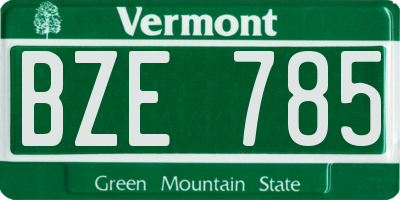 VT license plate BZE785