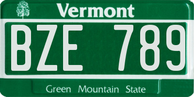 VT license plate BZE789