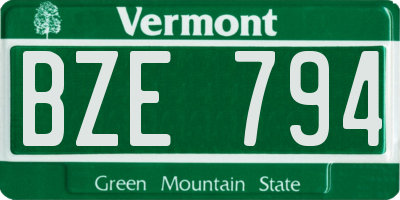 VT license plate BZE794