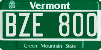 VT license plate BZE800