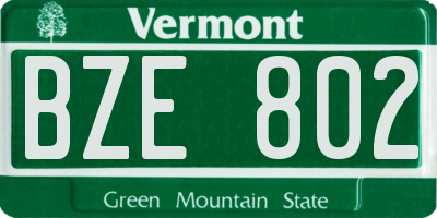 VT license plate BZE802