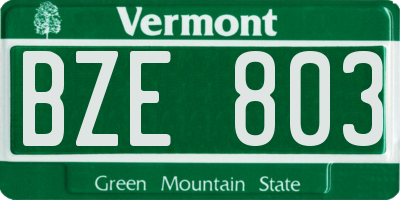 VT license plate BZE803