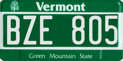 VT license plate BZE805
