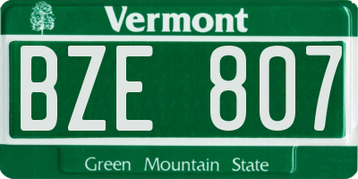 VT license plate BZE807