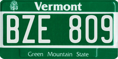 VT license plate BZE809