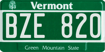 VT license plate BZE820