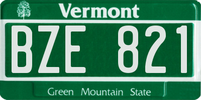 VT license plate BZE821