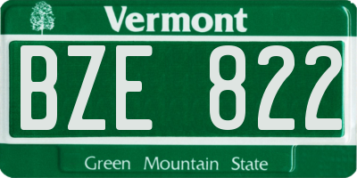 VT license plate BZE822