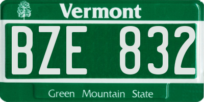 VT license plate BZE832