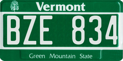 VT license plate BZE834