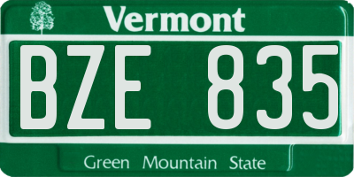 VT license plate BZE835