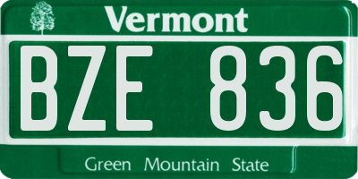 VT license plate BZE836