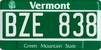 VT license plate BZE838