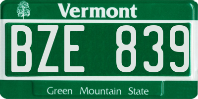 VT license plate BZE839
