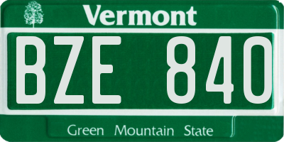 VT license plate BZE840